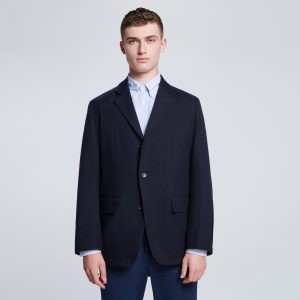 Blazer en flanelle de laine bleu marine